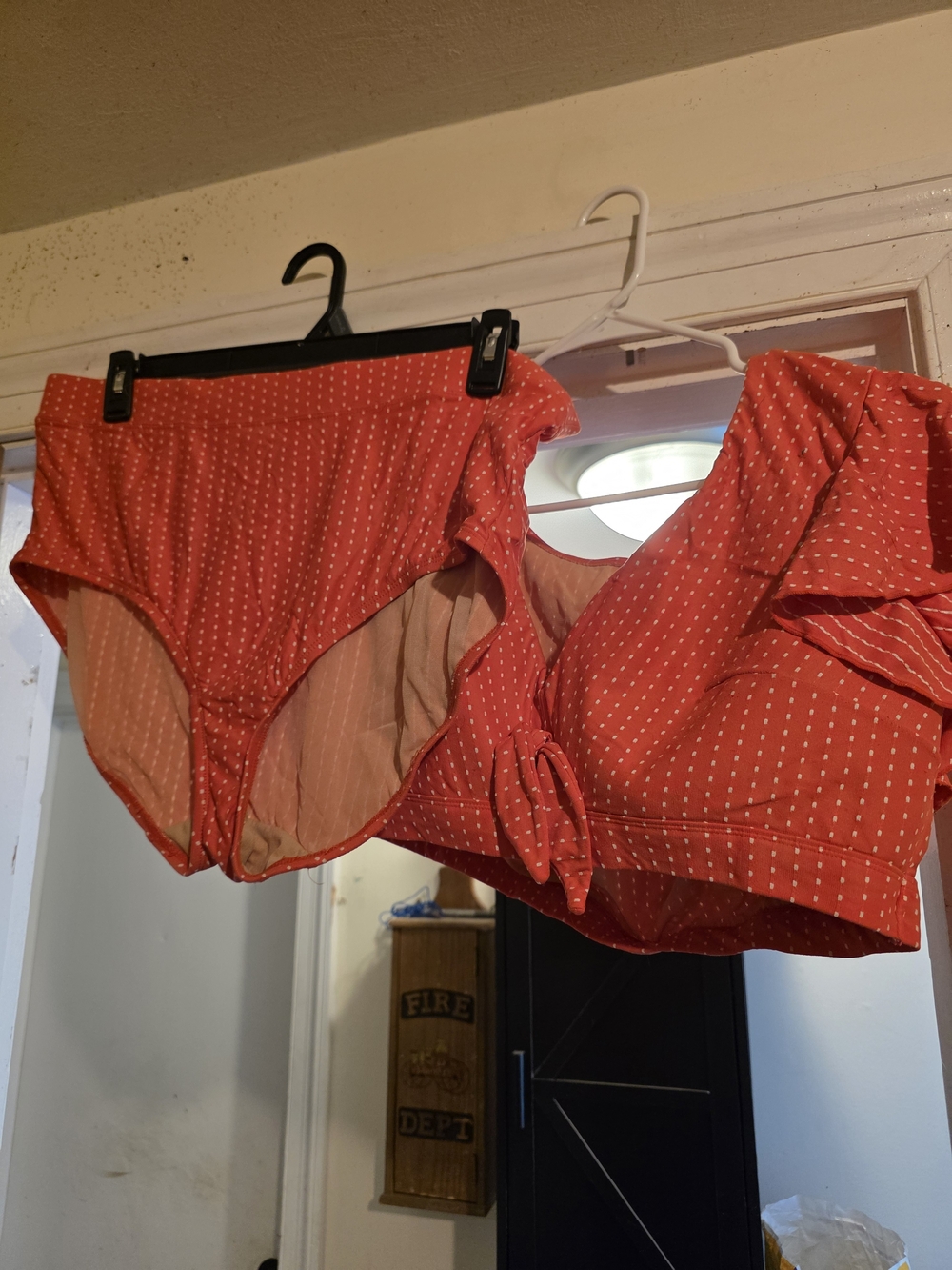 Orange  Polka Dot High-Waist Bikini Brief & Tie-Front Top